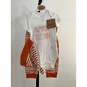 NWT Rae Dunn Baby 3-Piece Pumpkin Spice Set 6-9M